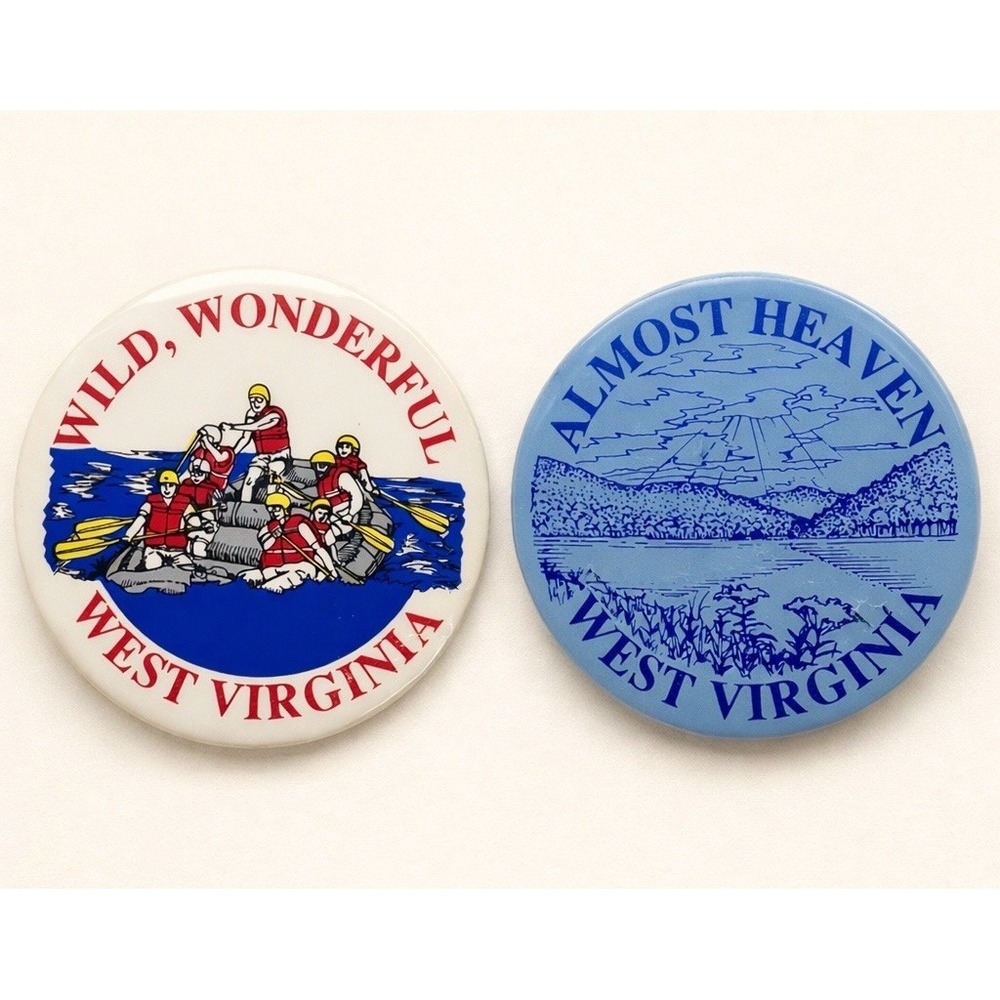Vtg.‎ NOS West Virginia Wild Wonderful Almost Heaven Button Souvenir Pins Badges